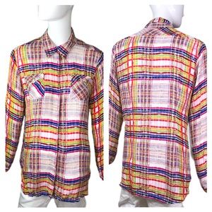 CAbi sz Medium (M) Artsy Mixed up Plaid Blouse